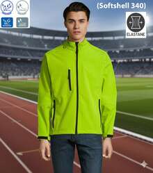 THEGEWA Men's 340gsm Softshell Thermal Jacket With Fleece Lining, Functional Design And Full Zip, 11 Colors Available, Perfect For Outdoor Use And Customization - Available S To 3XL - MARNAULA - 薄荷綠 - 查看 14