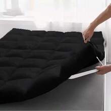 Protetor de Colchão Pillow Top com Toque de Pluma – Super Macio – Disponível em Todos os Tamanhos – Várias Cores PRETO - Preto - Visão 5