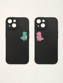 2pcs Black Phone Cases, Dinosaur Design Couple Phone Cases, Compatible With IPhone & Galaxy Phones, Phone Covers, Cute Phone Cases, Compatible With IPhone 13/15/16 Pro Max, Galaxy, Great As Birthday Gift, For Girlfriend, Boyfriend Or Personal Use - Multicolor - View 26