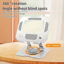 This Year's New 360-Degree Rotating Alloy Flat Stand, Featuring Shock-Absorbing Bearings For Support, Quick Folding Design And A Stable Ergonomic Phone/Tablet Stand - Modern, Elegant And Durable Structure, Suitable For Watching TV Programs And Entertainment (Silver) - bạc - Xem 8