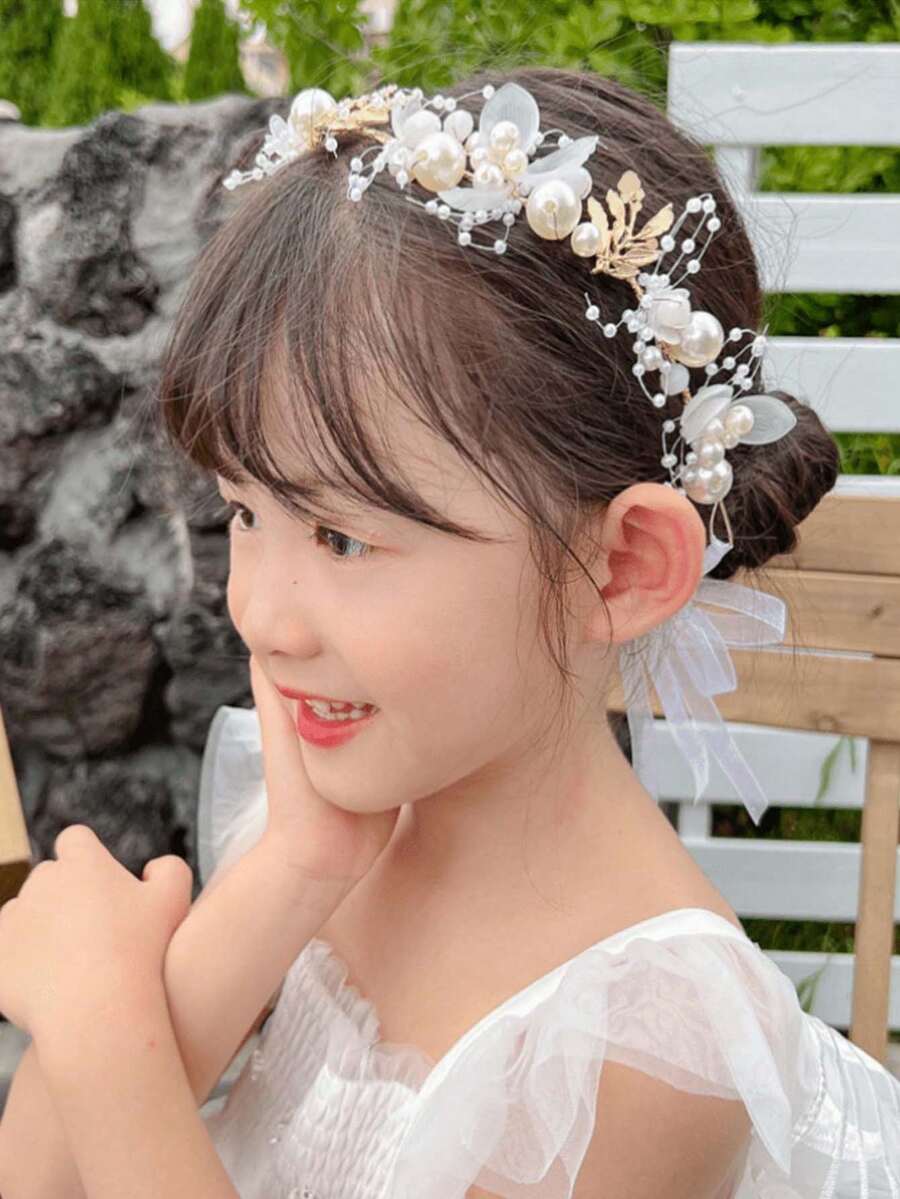 1入組白色童話風格花冠頭帶