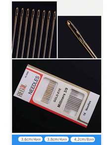 18pcs/Set 16pcs Hand Sewing Needles + 1 White Thread + 1 Black Thread, Household Sewing & Mending Tool Kit - Multicolor - View 3