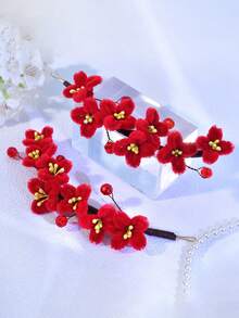 1 Paar Blumen-Haarband mit Kristall-Dekor, chinesischer Braut-Kopfschmuck, modische Accessoires geeignet für Date, Urlaub, Pendeln, Weihnachtsparty