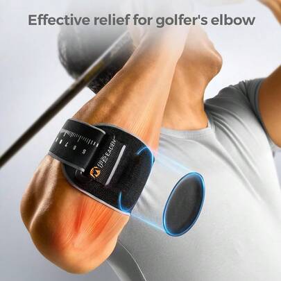 1 st tennisarmbågsstöd med avtagbar dyna, justerbar tennisarmbågsstöd för kvinnor och män, bekväma armbågsremmar för golfare, armbågsfixator för tennisarmbåge, idealisk för sport och daglig användning