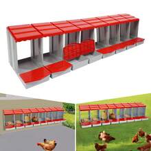 gladney 8-Compartment Red PP Chicken Nesting Box With Front Egg Collection, Freestanding Or Wall-Mounted, Sloped Roof Drain Holes And Non-Slip Lids, 222.8*51.5*46.5cm - Đỏ - Xem 7