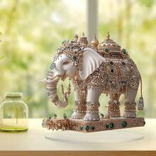 Elegant Elephant & Jewelry 2D Acrylic Tabletop Decor - Perfect For Christmas, Halloween, And Home Window Display - Versatile Holiday Ornament, Ideal Gift Idea - Clear - View 3