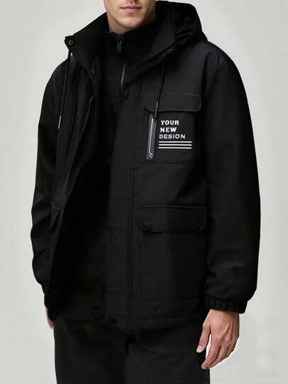 Detachable Hooded Basic College Style Casual Lined Thick Windproof Warm Loose Jacket Padded Coat, Winter