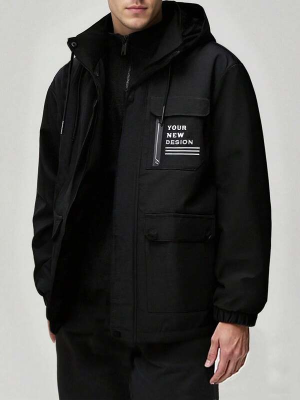 Chaqueta holgada con capucha desmontable, estilo universitario forrado de tejido de Thick, a prueba de viento, abrigo acolchado, invierno