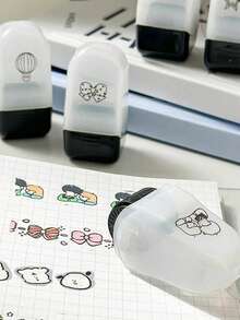 1件卡通图案蕾丝带儿童滚动花朵印章创意印章涂鸦手册DIY滚动蕾丝装饰带 - 彩色 - 查看 7