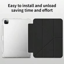 1个黑色高透明亚克力iPad平板电脑保护套，兼容iPad Mini 6/Mini 7（8.3英寸）、iPad 2017/2018/iPad Air 1/Air 2（9.7英寸）、iPad 2019/2020/2021（10.2英寸），支持多角度Y型支架，边缘加固，内置笔槽，具备自动唤醒/睡眠功能。 - 黑色 - 查看 4