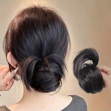 Elegant Low Bun Wig With Invisible Clips - Women's Natural Full Wig, Black Synthetic Hair, Suitable For Daily And Special Occasions, Versatile Wig | Fashionable Low Bun | Clips - Multicolor - View 12