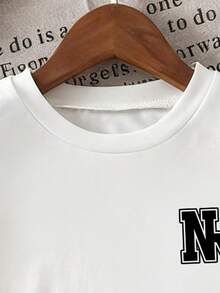 Young Boy Summer Casual Bear Slogan Print Short Sleeve T-Shirt - White - View 3