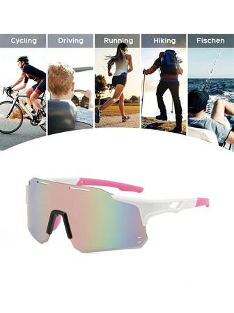 Y2K Pink Silver Colorful Coated Lens Sports Eye Glasses Ski Goggles For Women Men And Teens,Geometric Gradient Color Motorcycle Frameless Men Women's Fashion Shade - For Baseball, Biking, Cycling,Skiling