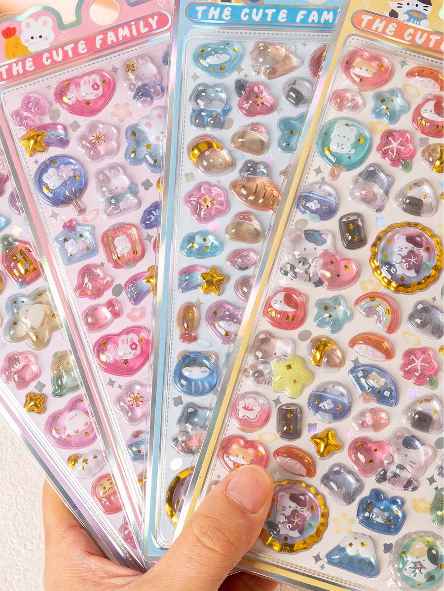 Hình dán 3D động vật hoạt hình dễ thương - Thiết kế màu sáng, thích hợp để dán ốp điện thoại, trang trí sổ tay, đồ thủ công, dán kéo, mở rộng nhật ký, hình dán nổi 3D, hình dán graffiti. - Nhiều màu - Xem 1