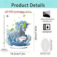 1pc Dreamy Unicorn Series 2D Flat Acrylic Ornament, Acrylic Material, Bedroom Dreamy Decoration/Best Friend Spring Birthday Gift, Valentine's Day Fairy Tale Style Scene Decoration - Multicolor-decorations - View 13