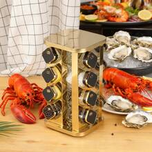 360° Rotating Spice Rack, Easy To Clean Multi-Layer Storage Rack, Stainless Steel High-Quality Rotating Seasoning Rack, 360° Smooth Rotation, Modern Kitchen Storage Organizer, 360° Rotating Seasoning Set, Multi-Layer Countertop Storage, Kitchen Condiment Jar Organizer - Gold - View 8