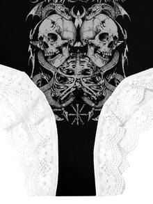 ROMWE 3pcs/Set Gothic Skull & Rose Lace Trim Women's Briefs Set - Multicolor - View 5