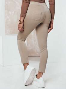 Pantaloni da donna a vita alta con bottoni decorativi, vestibilità slim che esalta la silhouette, pantaloni in cotone elasticizzato ed elegante con tasche posteriori, comodi leggings per look sia da giorno che da sera