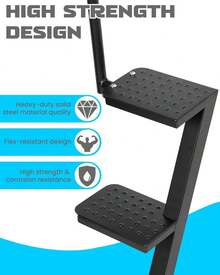 Escalones resistentes de 3 escalones para remolque de barco con asa, capacidad de 181 kg, superficie antideslizante, aptos para acceso a la lanza del remolque. - Negro - Ver 3