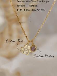 Personalized Pet Memorial Photo Projection Necklace, Paw Print & Name Projection Heart Necklace, Pet Photo Jewelry, Cat Dog Photo Necklace, Christmas & Halloween Memorial Surprise Jewelry Gift For Loved Ones - Multicolor - View 4