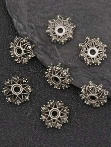 50/20 Stücke Schmuck Bastel-Set. Gravierte Cut Out Perlenkappe, Abstandsperlen. DIY Schmuckzubehör. Perfekt zum Kombinieren mit allen Arten von Armbändern, Halsketten und anderem Schmuck, Perlen zum Schmuckbasteln, Armband Bastel-Set, Bastelbedarf für Erwachsene, Basteleien, Charms, Perlen, Bastel-Set, Weihnachtsdekoration, Schlüsselanhänger Zubehör - Verschiedenfarbig - Übersicht 6