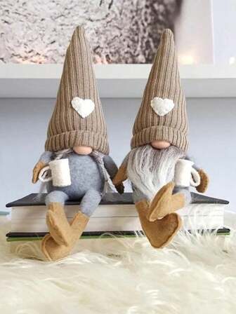 1件圣诞咖啡小矮人装饰品，咖啡吧装饰小矮人，手工制作瑞典Tomte小矮人，北欧风格摆件，家居多层托盘装饰，咖啡主题