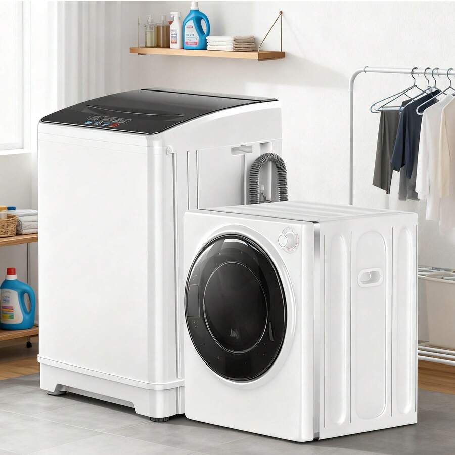 TABU Compact Washer And Dryer Combo Set, 3.0 Cu.Ft. Full Automatic Washing Machine & Compact High Efficiency Electric Dryer With Easy Knob-Control Panel For Friendly-Use,Grey&White - View 1