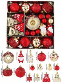 60 de decorațiuni de Crăciun cu globuri, seturi de ornamente festive asortate rezistente la spargere, set de pandantive suspendate Deluxe de 2,4 inch, potrivite pentru bradul de Crăciun, petrecere și decor interior de sărbători, decorațiuni de Crăciun pentru casă, cadouri de Crăciun, decor de Crăciun - Multicolor - Vizualizare 16