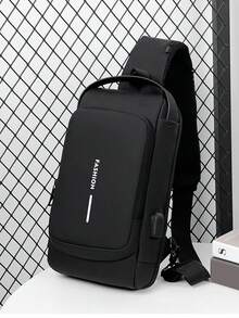 Men's Bags Shoulder Messenger Bag Multifunctional Sports Diagonal Hanging Chest Backpack USB College Bag Summer Fall Christmas Scream Men Bag Belt Bag Travel Bag Sling Bag Winter Christmas Gifts Bum Bag Outdoor Thanksgiving Holiday Storage Bag Shoulder Bag Rider Bag Pouch Waterproof Backpack - Black and White - View 6