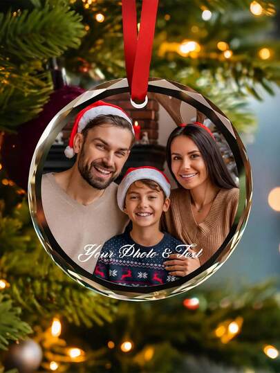 Decorazioni natalizie personalizzate, decorazioni per albero di Natale con foto e testo personalizzati, decorazioni natalizie, decorazioni natalizie 2025, regali di Natale con foto personalizzate, ornamenti personalizzabili con foto di famiglia/amici/coppie, regali di Natale, compleanni, decorazione per la casa, regali per amicizia, famiglia, bambini, mamma, papà