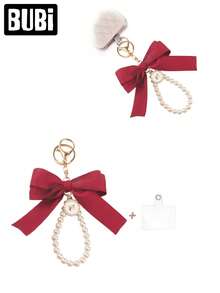 Women's Car Key Chain With Red Bow, Diamond And Pearl Decoration, Fashion Accessory For Women And Girls, Suitable For Bags, Key Chains, Wristbands, Handbags, Holiday Gifts, Car Accessories - Burgundy - View 19