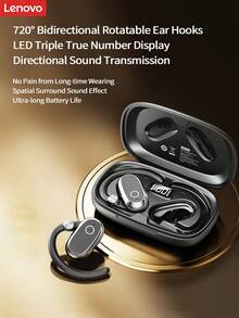 Lenovo EA366 Bone Conduction Bluetooth Headset - Comfortable, No-In-Ear Fit, No Pain, Suitable For Sports And Commuters, Suitable For Mobile Phones And Laptops (Black) - Black - View 1