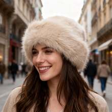2026Womens Faux Fur Hat Winter Thickened Bucket Hat Warm Faux Fur Hats Plush Mongolian Hats Russian Beret For Women - Coffee - View 6
