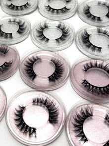 10/16/21 Pairs Fluffy&Thick 3D False Eyelashes With Glitter Paper Box,Lashes Bulk Christmas Gifts,3D Cat Eye Eyelashes Natural Soft,Protable, Makeup Manga Lashes,Dramatic Messy Mink Lashes Wispy, Individual Package Faux Mink Lashes Wholesale - 黑色 - 查看 6