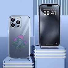 Carcasa de teléfono móvil transparente de moda,Cubierta transparente para iPhone con diseño floral morado y verde funda protectora elegante para uso diario y ocasiones especiales Para teléfonos Galaxy de Apple - transparente - Ver 2