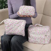 Ditsy Floral Makeup Bag Set, Large Capacity Travel Toiletry Bag, Soft Cosmetic Organizer Bag - Multicolor - View 2