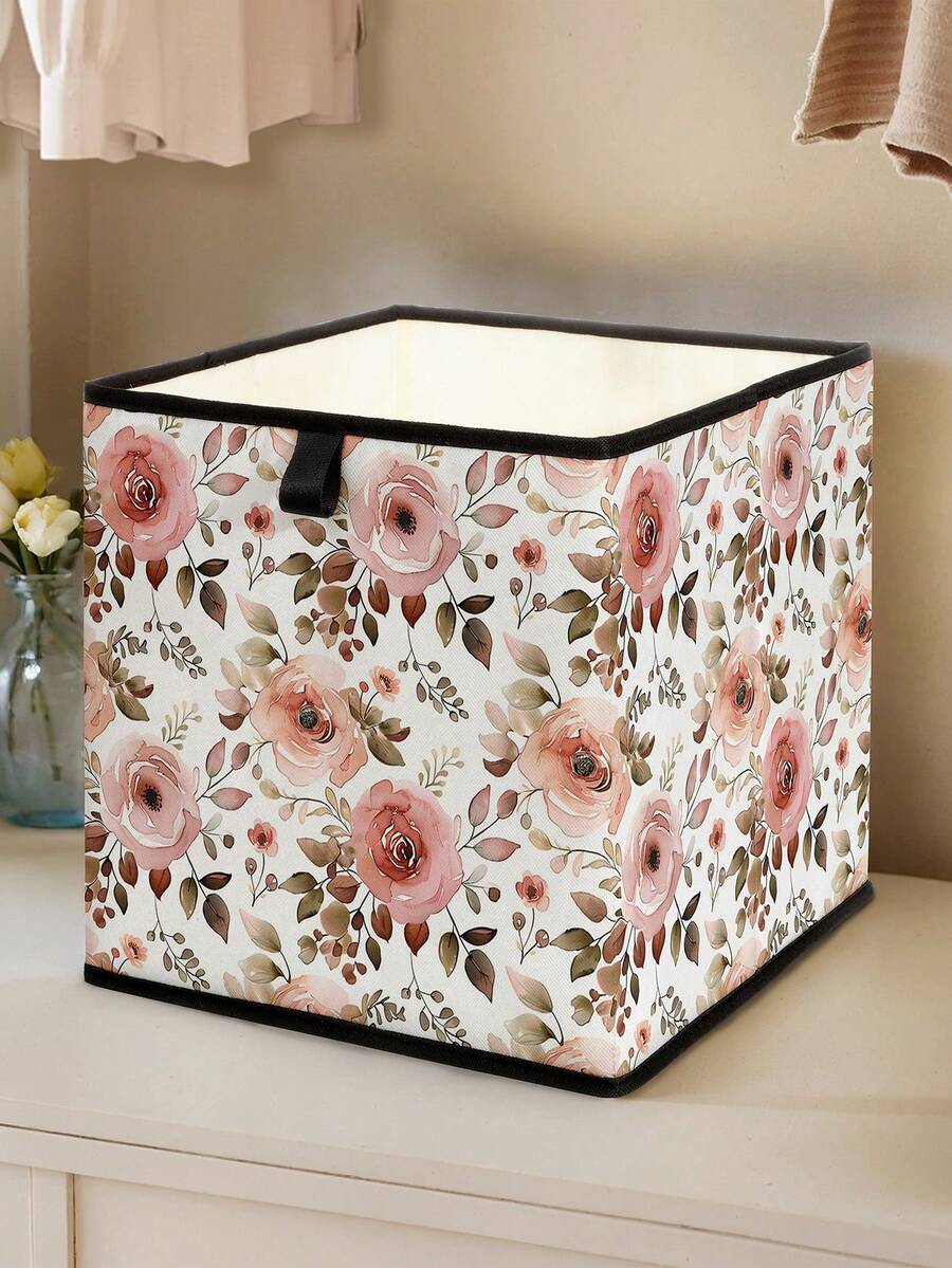 1pc Cartoon Flower Pattern Open Storage Box, Stackable Storage Container, Drawer Style Durable Multipurpose Design, Space-Saving For Home, Dorm, Household Organization, Under Bed Storage - Multicolor - View 1