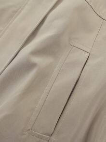 Stylish Loose Solid Color Turndown Collar Short Commuter Jacket For Women - Khaki - View 9