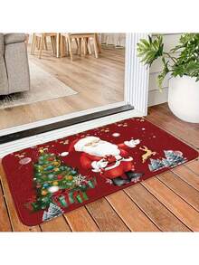Felpudo decorativo con estampado de Papá Noel, hecho de poliéster, lavable a máquina, antideslizante y resistente a las manchas, liviano y adecuado para el hogar, dormitorio/sala de estar/cocina, tejido a máquina, diseño navideño para alfombra de cocina - Multicolor - Ver 16