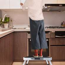1-Step Steel Folding Ladder With Anti-Slip Treads & Non-Slip Feet - Lightweight Portable Step Stool With Carry Handle, Compact Foldable Design, Sturdy A-Frame For Indoor/Outdoor Use, Ideal For Home, Garden, Construction, Events - Foldable Step Stool, Heavy Duty Step Stool, Step Stool For Kitchen, Step Ladder For Home, Folding Step Ladder, Step Ladder Foldable, Rv Step Stool - Black and White - View 4