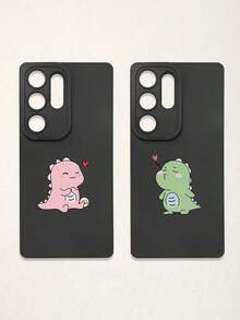 2pcs Minimalist Black Phone Cases, Dinosaur Phone Cases, Couple Phone Cases, Lens Protection Phone Cases, Compatible With IPhone & Galaxy, Phone Cases, Cases Compatible With IPhone 17 Pro Max, Covers, Cute Phone Cases, Compatible With IPhone 13 Case, Compatible With IPhone 15 Case, Phone Cases, Galaxy Phone Cases, Suitable As Birthday Gifts, Girlfriend, Boyfriend Or For Personal Use - Multicolor - View 47
