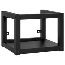 vidaXL Badezimmer-Waschtischgestell Mit Waschbecken Schwarz Eisen - Black - View 3