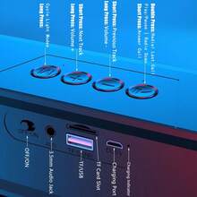 3D Surround Bluetooth Sound Bar, High-Quality Speaker Material, Home Theater Soundbar, 4 Speakers & RGB Light Detail, 1200mAh Battery, USB/SD/AUX/FM Radio Support, Built-In Subwoofer & USB Rechargeable, Wireless Bluetooth Speaker Ideal For TV/Music/Gaming - Black - View 11