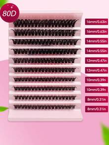 30D/40D/50D/60D/80D/100D Fluffy, Curled, Natural & Soft False Eyelashes, 8-16mm Mixed 0.07mm D Curl Super Light Weight 10 Trays 200 Clusters Faux Mink Lashes, 3D Effect Lashes Suitable For Light, Full Makeup, Daily Wear, Cartoon Lashes, Portable For Daily Use Or Outings, Applicable For All Occasions