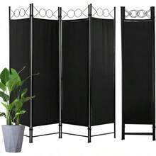 4 Panel Folding Privacy Screens 5.6 Ft Portable Room Dividers With Steel Frame Lightweight Partition Divider Room Separation Wall Dividers Screen For Bedroom Office - màu đen - Xem 6