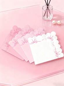 30pcs 13"X13" Party Disposable Napkins With Butterfly Lace Edge - Elegant Fan-Shaped Design, Paper Material, Sweet Girly Style Suitable For Birthday Party, Afternoon Tea, Girls' Gathering And Daily Use - Multicolor - View 5