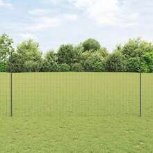 vidaXL 1,6 X 10 M Stahl Zaun Mit Grauen Pfosten - Grey - View 1