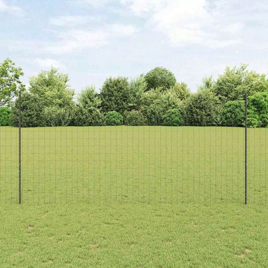 vidaXL 1,6 X 10 M Stahl Zaun Mit Grauen Pfosten - Grey - View 1