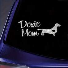 1 miếng dán xe hình trái tim lấp lánh hình chó Dachshund, thích hợp cho cửa sổ xe hơi, máy tính xách tay, đồ trang trí kính tường nhà - Chó Dachshund đáng yêu - Xem 7