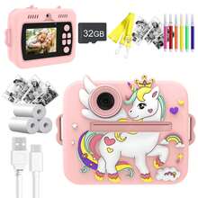 Fotos instantáneas con cámara de juguete, regalos de juguete para niños y niñas de 3 a 12 años, regalos de Navidad y cumpleaños, regalos de Acción de Gracias, cámara instantánea con batería recargable (1200mAh de gran capacidad) -Video de alta definición 1080P y cámaras frontal y trasera duales